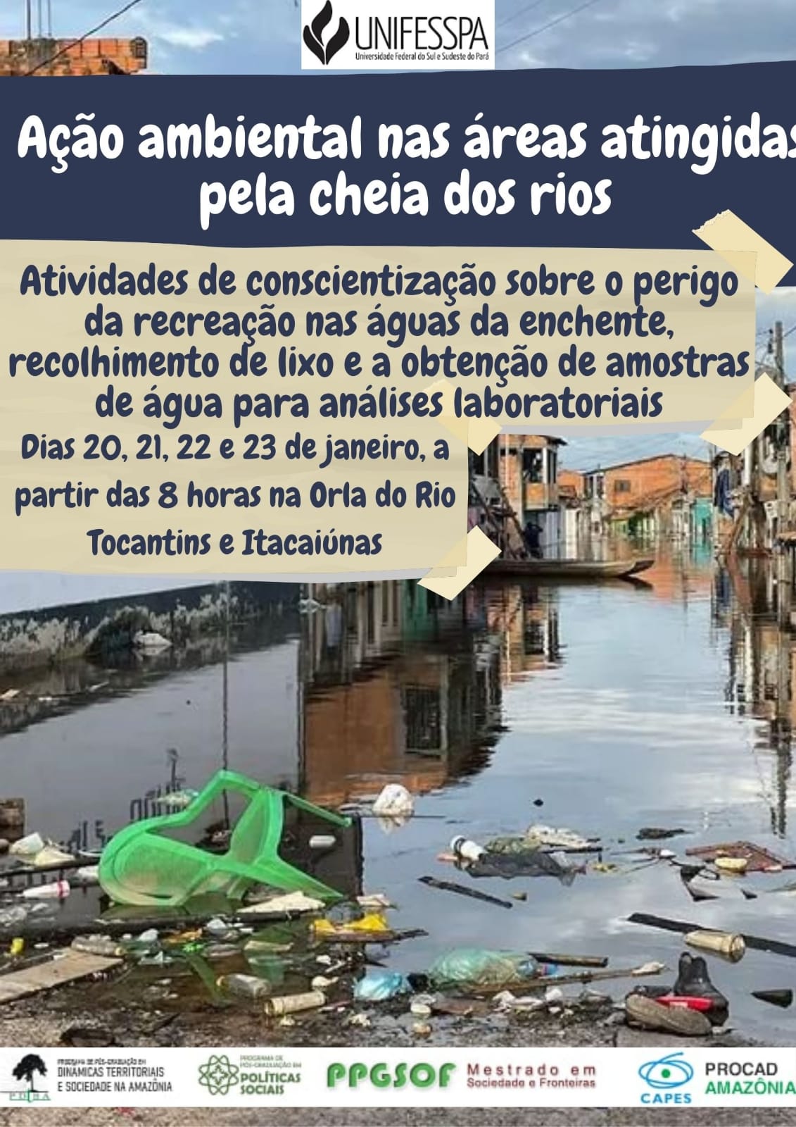 Unifesspa analisa qualidade da água da enchente em Marabá