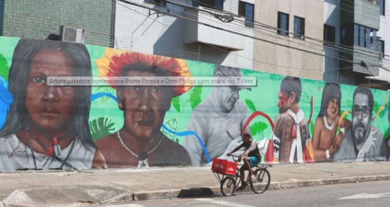 Artista paraense homenageia Bruno Pereira e Dom Philips com mural em Belém