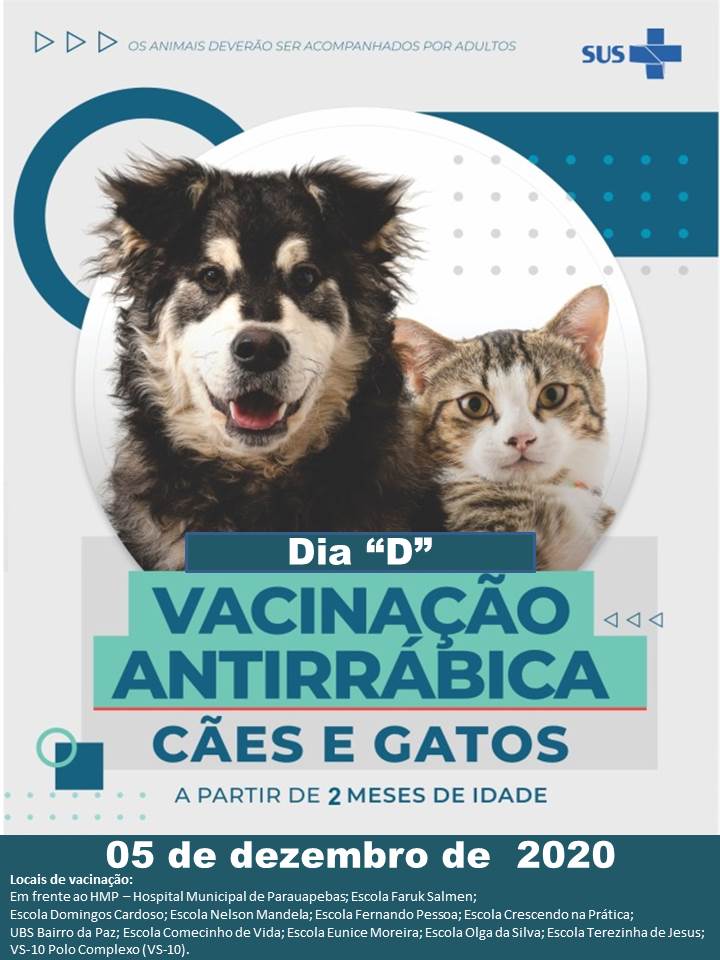 Campanha de vacinação antirrábica terá dia D sábado, 05 de dezembro