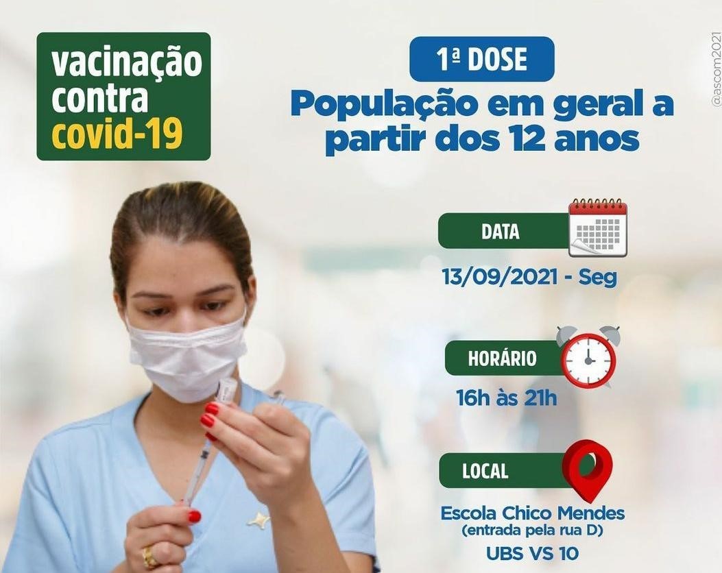 Vacinação para todos os públicos a partir de 12 anos