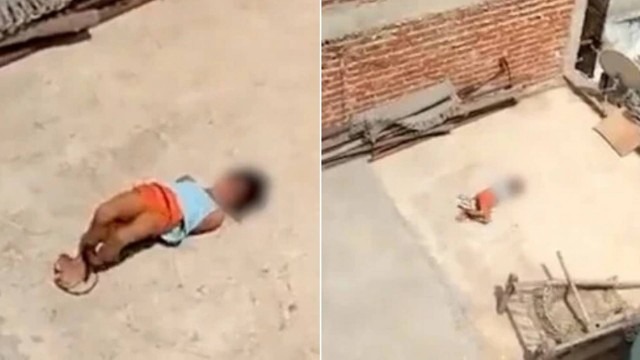 Mãe amarra filha de 5 anos em laje sob sol de mais de 40º