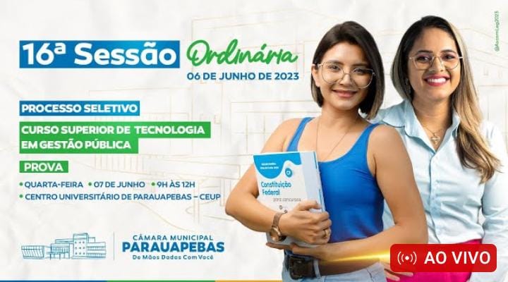 Assista a transmissão ao vivo da sessão da Câmara Municipal de Parauapebas desta terça-feira (06)