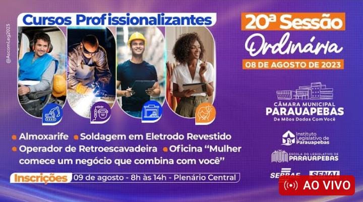 Assista a transmissão ao vivo da sessão ordinária da Câmara Municipal de Parauapebas dessa terça-feira (08)