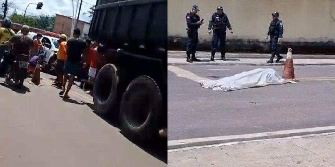 Gari morre atropelado após cair de caçamba