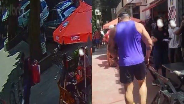 Entregador chuta mesas e cadeiras e homem saca arma durante confusão na Grande Belém