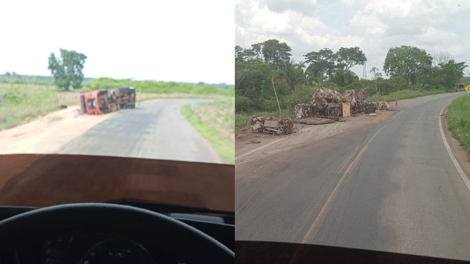 Duas carretas tombam com destino a Marabá