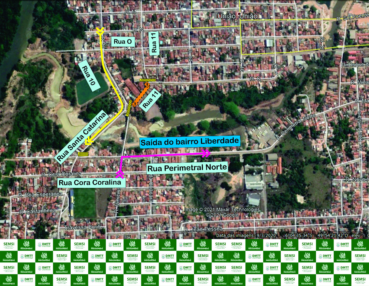 DMTT informa novo desvio de trânsito no bairro Liberdade