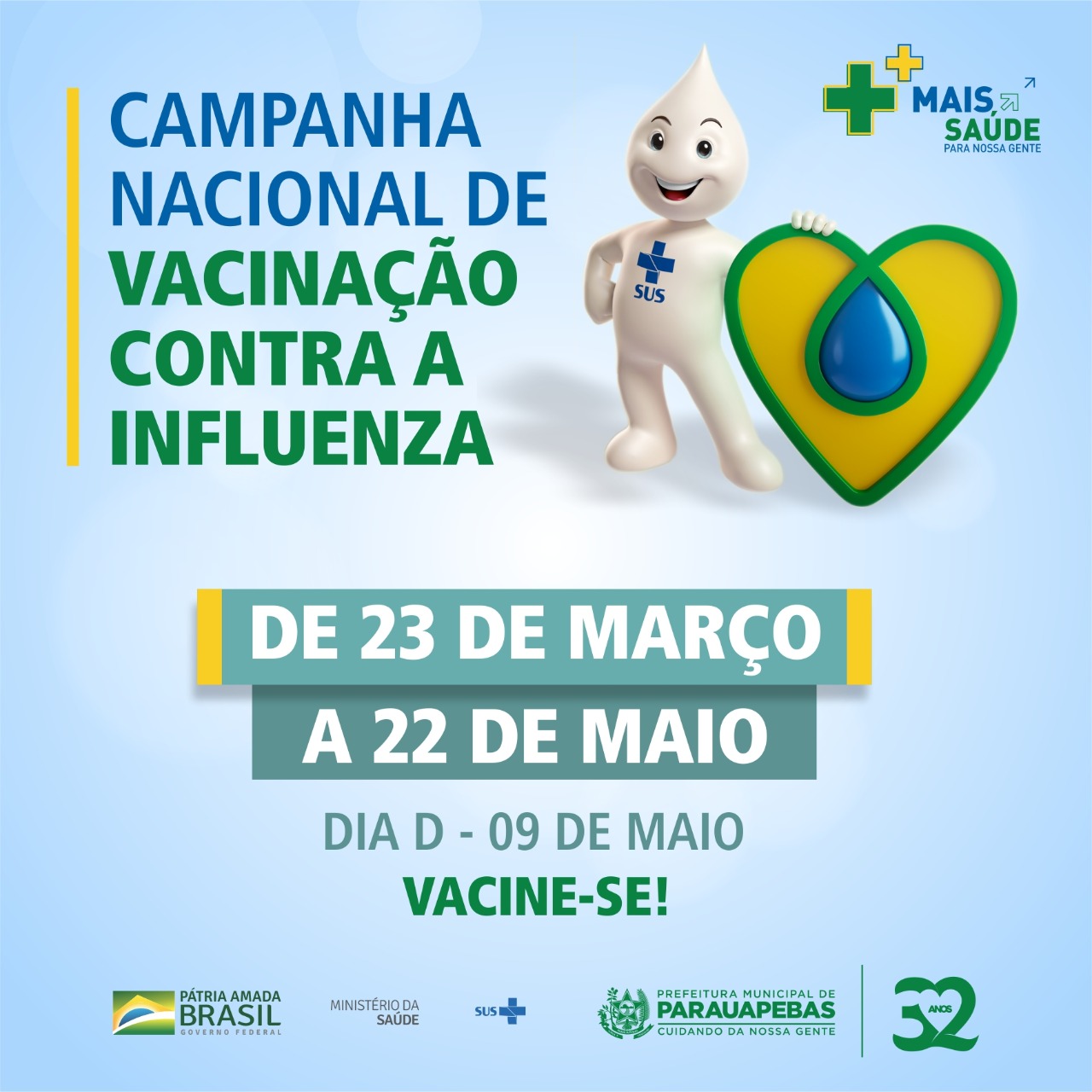 Vacinação contra a gripe ocorrerá, em alguns bairros de Parauapebas, nas escolas púbicas