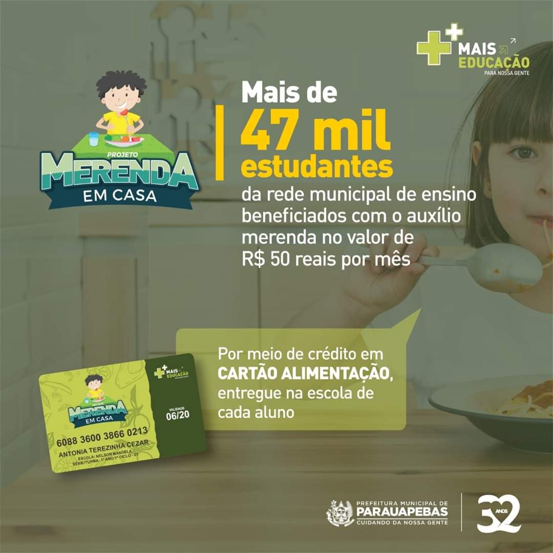 Prefeitura de Parauapebas destina R$ 2,3 milhões para o Merenda em Casa