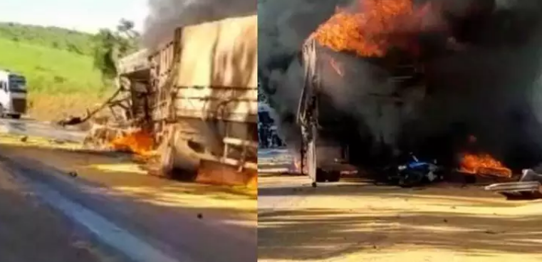 Colisão de moto e carreta mata pai e filho no PA