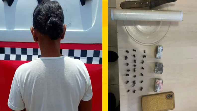 Mulher foi presa pela Polícia Militar por tráfico de drogas em Tailândia