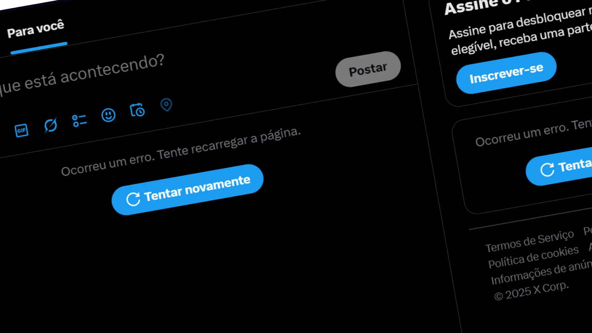 ‘X’ (antigo Twitter) apresenta instabilidade em diversos países nesta segunda-feira (10)