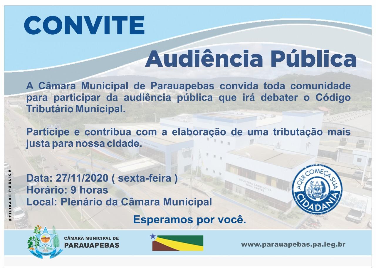 Faça sua inscrição para participar da audiência pública sobre o Código Tributário Municipal