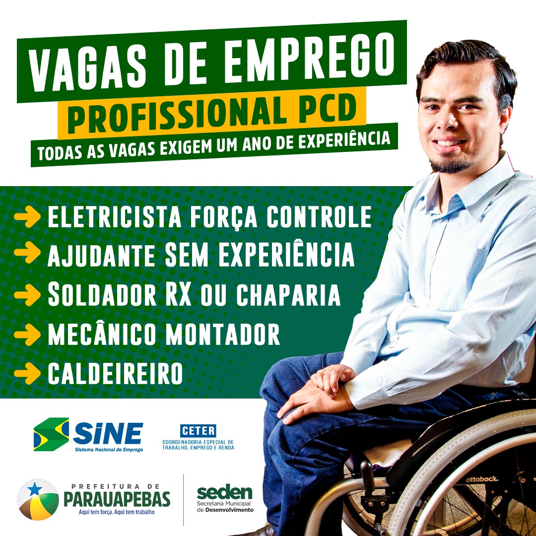 Sine Parauapebas tem 52 vagas para pessoas com deficiência