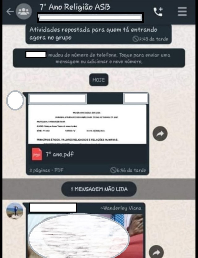 Professor de religião manda nude em grupo do WhatsApp de alunos do 7º ano