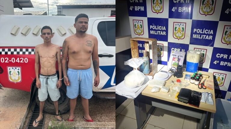 Suspeitos tentam fugir, mas são presos após PM localizar laboratório de drogas