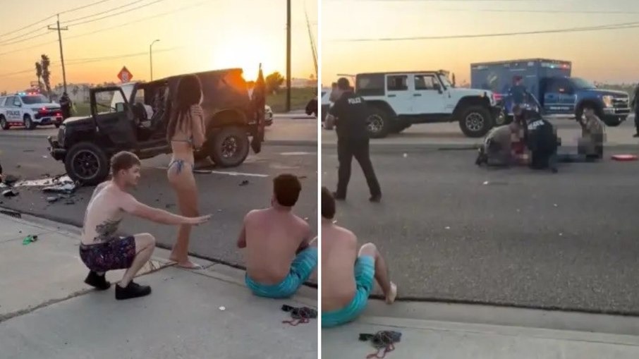 Jovem seminu cai de carro em movimento e fica ferido