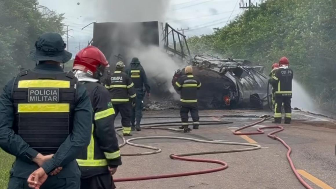 Grave acidente com explosão interdita a PA-475 em Moju e deixa um morto
