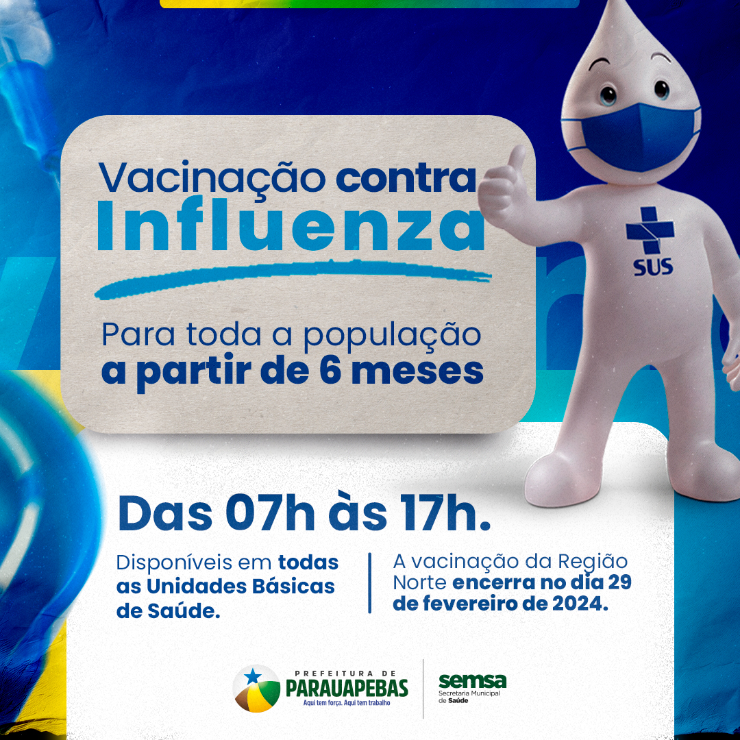 Parauapebas: Vacinação contra influenza está disponível para toda a população a partir de 6 meses de idade