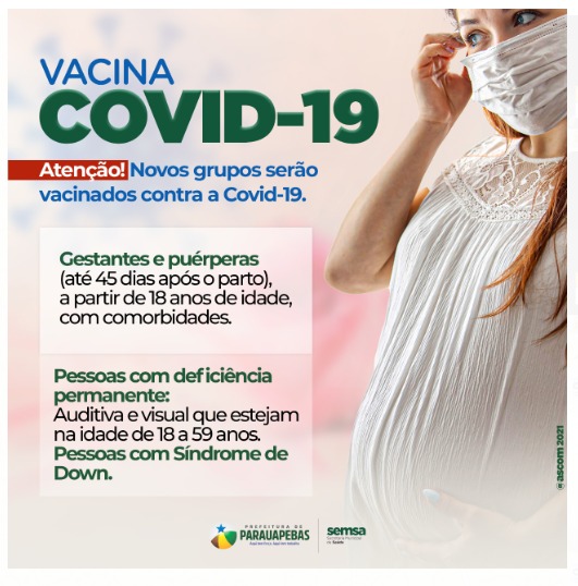 Vacinação Covide-19 gestantes, puérperas e pessoas com comorbidades