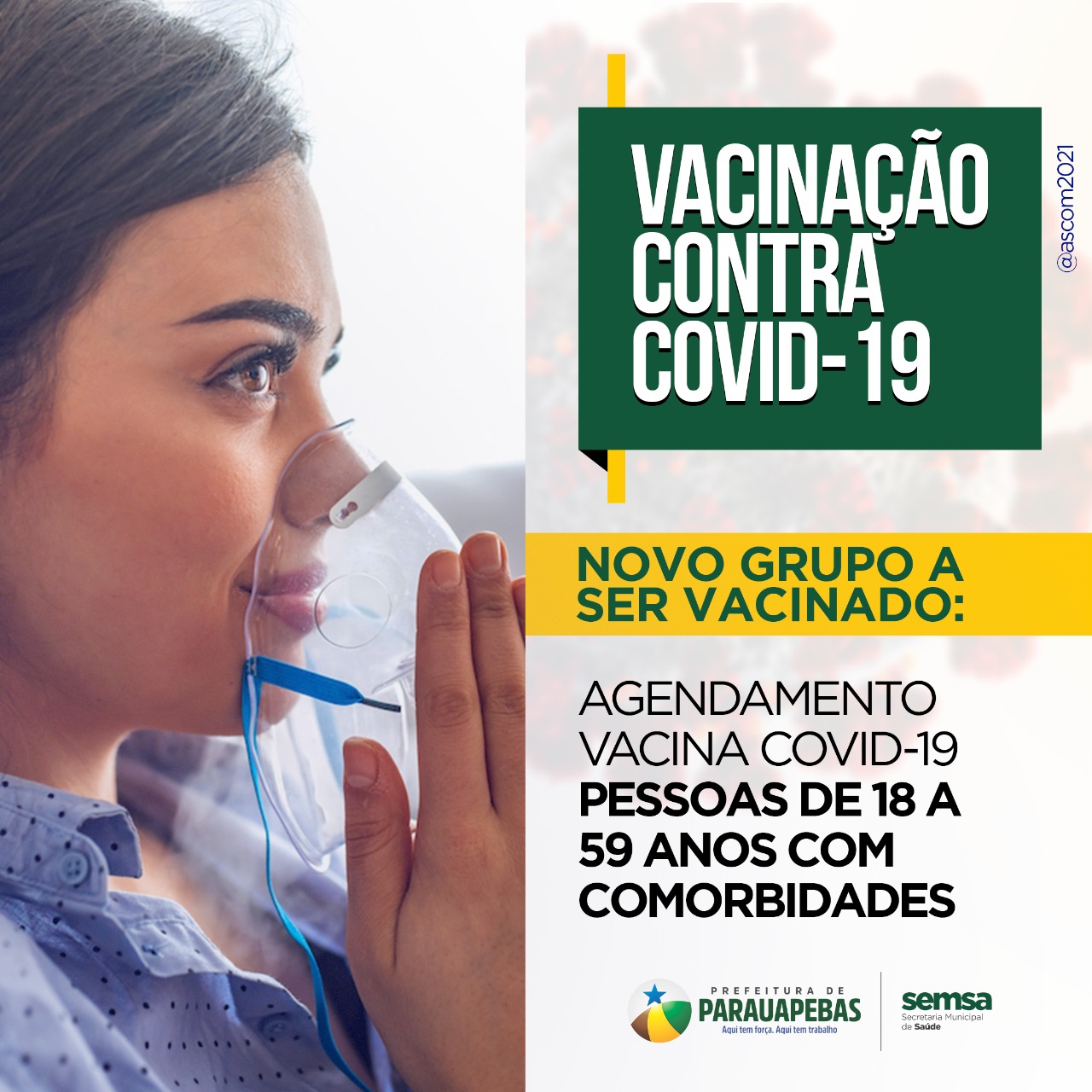 Covid-19: Prefeitura inicia agendamento para vacinação de pessoas com comorbidades na faixa etária de 18 a 59 anos