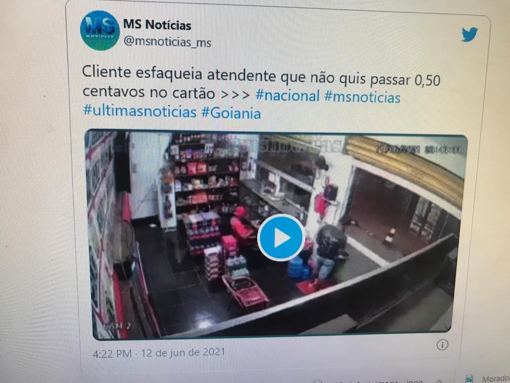 Homem é esfaqueado após se recusar a passar R$ 0,50 no cartão; vídeo!