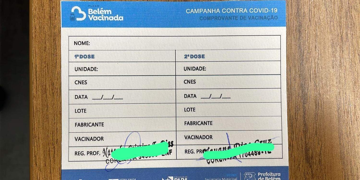 Na grande Belém, duas pessoas são presas por vender cartões de vacinação falsos