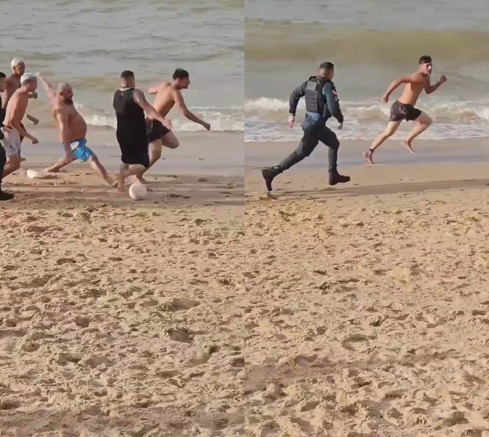Homem foge de policiais e banhistas em praia no Pará após agredir namorada com garrafada; confira o vídeo