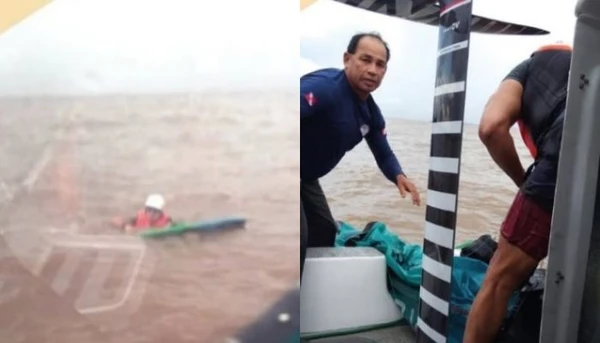 Kitesurfista é resgatado após ficar à deriva em Icoaraci, em Belém