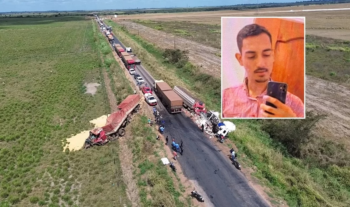 Motorista morre após acidente envolvendo três veículos pesados na BR-155, em Sapucaia